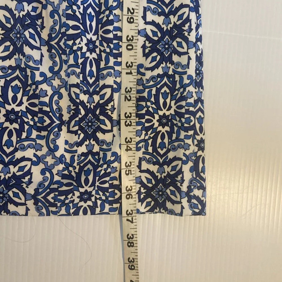 Milly Blue White Cotton Floral Sleeveless V-Neck Shift Dress Sz 10 Fit & Flare - Picture 15 of 15